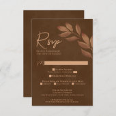 Blätter Kastanienbraun Hochzeit im Wasser RSVP Karte (Vorne/Hinten)