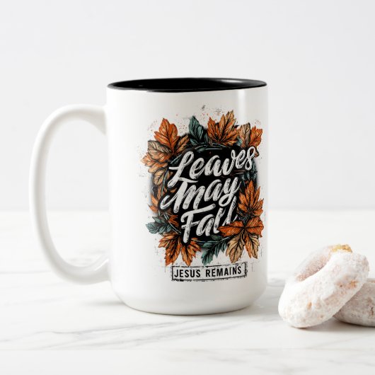Blätter können fallen... zweifarbige tasse (Mit Donut)