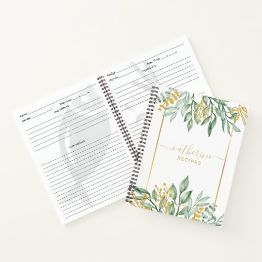 Blätter Leere eigene Kochbuch Rezept zum Schreiben Notizblock (Innenseite)