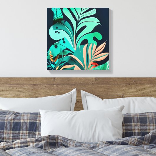Blätter Leinwanddruck (Insitu (Schlafzimmer))
