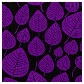 Blätter - Lila auf Schwarz Stoff (Nahaufnahme)