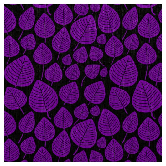 Blätter - Lila auf Schwarz Stoff (Muster)