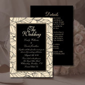 Blätter Line Art Black Beige Einladung