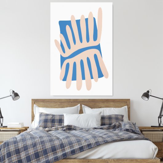 Blätter Matisse Abstrakt in Blau und Sand Inspirie Leinwanddruck (Insitu (Schlafzimmer))