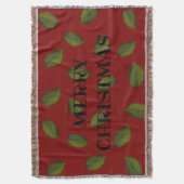 Blätter, "MERRY CHRISTMAS" Red Throw Blanket Decke (Vorderseite Vertikal)