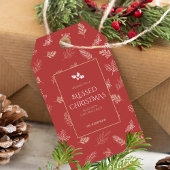 Blätter Mistletoe Red Geschenkanhänger