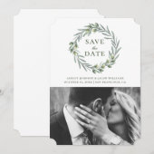 Blätter mit Aquarellfarben. Botanischer Kranz. Ita Save The Date (Vorne/Hinten)