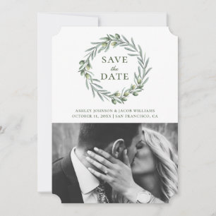 Blätter mit Aquarellfarben. Botanischer Kranz. Ita Save The Date