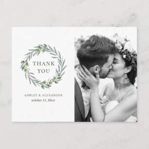 Blätter mit Aquarellfarben. Italienische Hochzeit Postkarte