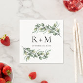 Blätter mit Aquarellfarben. Italienische Sommerhoc Serviette (Beispiel)