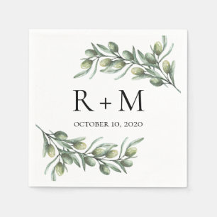 Blätter mit Aquarellfarben. Italienische Sommerhoc Serviette