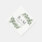 Blätter mit Aquarellfarben. Italienische Sommerhoc Serviette (Ecke)