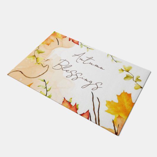 Blätter mit benutzerdefiniertem Text fallen Fußmatte (Schrägansicht)