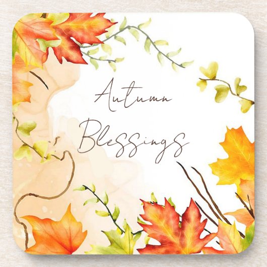 Blätter mit benutzerdefiniertem Text fallen Getränkeuntersetzer (Vorderseite)