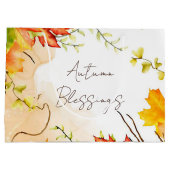 Blätter mit benutzerdefiniertem Text fallen Große Geschenktüte (Rückseite)