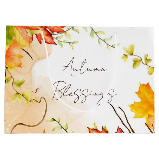 Blätter mit benutzerdefiniertem Text fallen Große Geschenktüte (Rückseite)