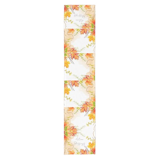 Blätter mit benutzerdefiniertem Text fallen Kurzer Tischläufer (Vorderseite)