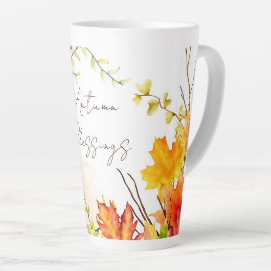 Blätter mit benutzerdefiniertem Text fallen Milchtasse (Rechte Ecke)