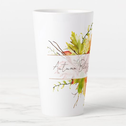 Blätter mit benutzerdefiniertem Text fallen Milchtasse (Vorderseite)