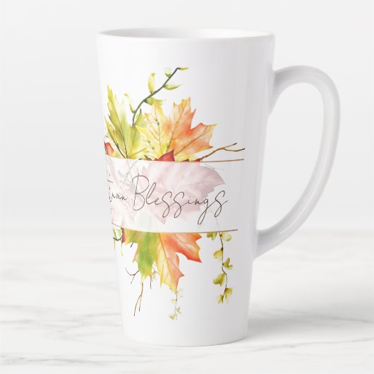 Blätter mit benutzerdefiniertem Text fallen Milchtasse (Rechts)