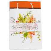 Blätter mit benutzerdefiniertem Text fallen Mittlere Geschenktüte (Vorderseite)