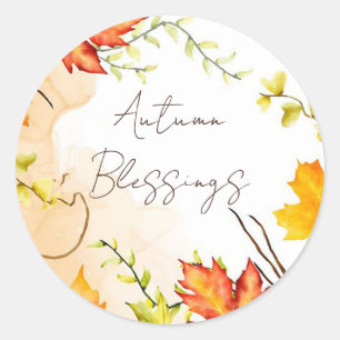 Blätter mit benutzerdefiniertem Text fallen Runder Aufkleber