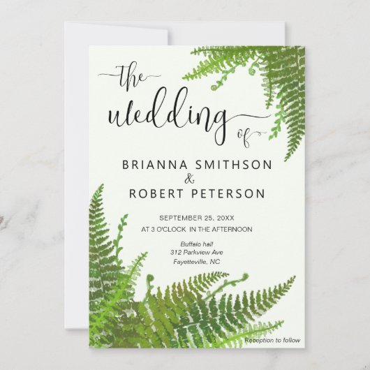 Blätter mit blühenden grünen Ozeanen Einladung (Vorderseite)