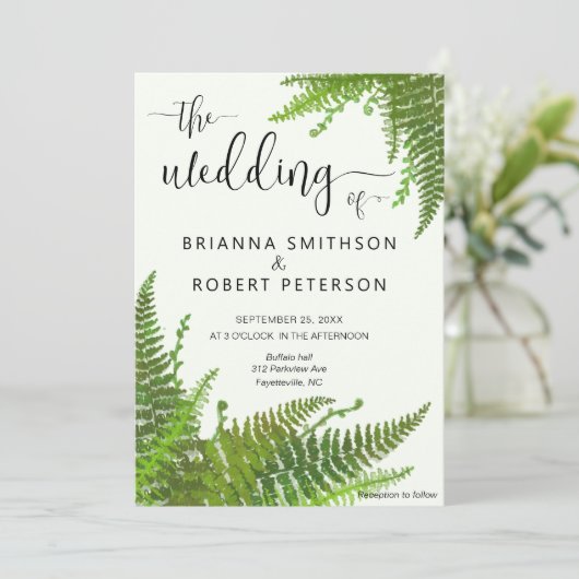 Blätter mit blühenden grünen Ozeanen Einladung (Stehend Vorderseite)