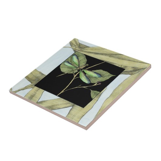 Blätter mit Dragonfly Inset von Jennifer Goldberge Fliese (Seite)