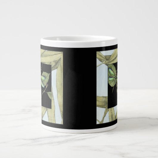 Blätter mit Dragonfly Inset von Jennifer Goldberge Jumbo-Tasse (Vorderseite)