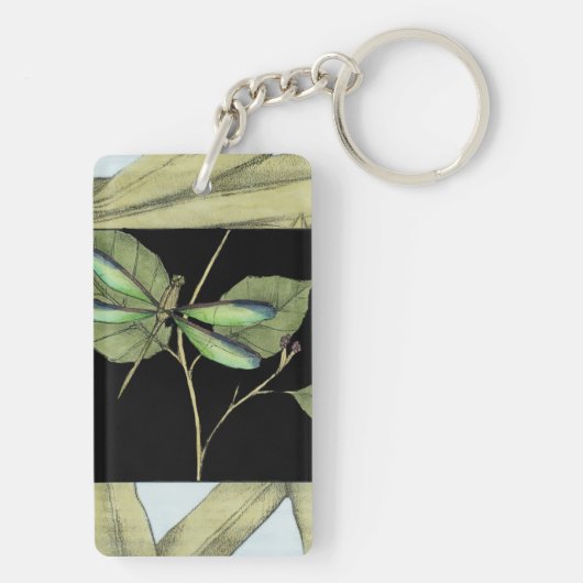 Blätter mit Dragonfly Inset von Jennifer Goldberge Schlüsselanhänger (Rückseite)