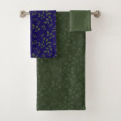 Blätter mit dunkelblauem Muster Badhandtuch Set (Insitu)