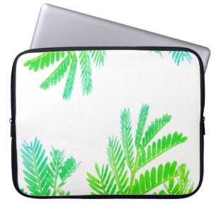 Blätter mit einem grünen Gelbfieber-Schläfchen Laptopschutzhülle