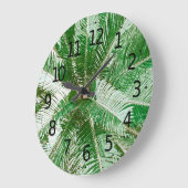 Blätter mit einfachem Green Palm Artwork | Wall-Uh Große Wanduhr (Winkel)