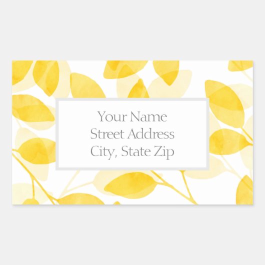 Blätter mit goldgelben Wasserfarben Rechteckiger Aufkleber (Vorderseite)
