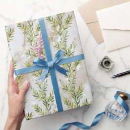 Blätter mit grauem Marmor und Schnee Geschenkpapier