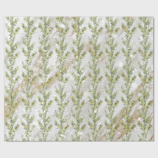 Blätter mit grauem Marmor und Schnee Geschenkpapier (Flach)