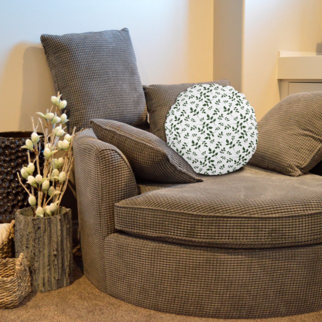 Blätter mit grünen Mustern Rundes Kissen (Von Creator hochgeladen)