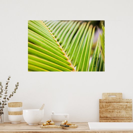 Blätter mit grünen Palmen Poster (Küche)