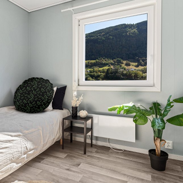 Blätter mit grünen schwarzen Mustern Rundes Kissen (Von Creator hochgeladen)