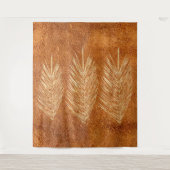 Blätter mit heller Kupferschau-Palme, die Wandtepp Wandteppich (Vorderseite)