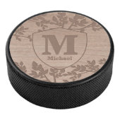Blätter mit hölzerner Prägung, Vintag Eishockey Puck (3/4)