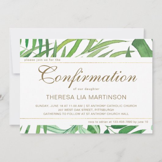 Blätter mit Kreuzbestätigung Einladung (Vorderseite)