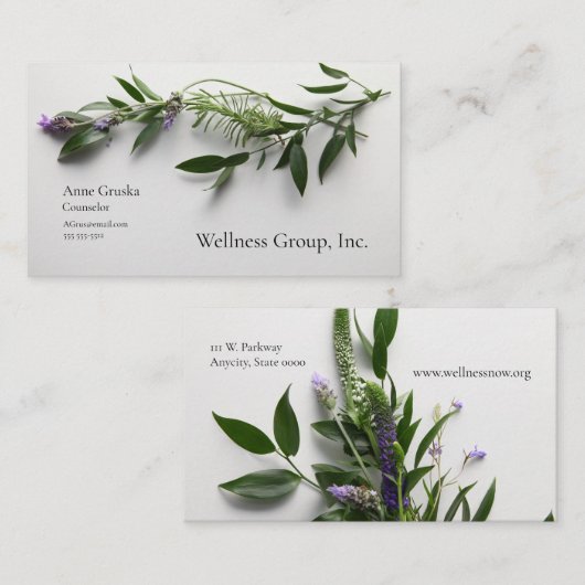 Blätter mit Lavendel Visitenkarte (Vorne/Hinten)
