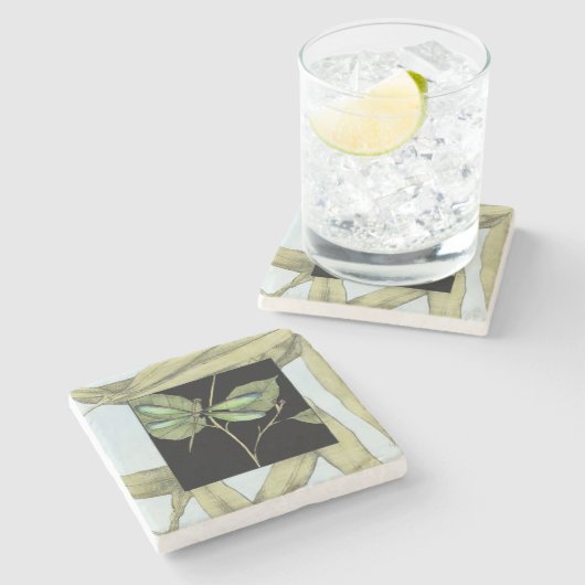 Blätter mit Libellen-Einfügung durch Jennifer Steinuntersetzer (Seitenansicht)