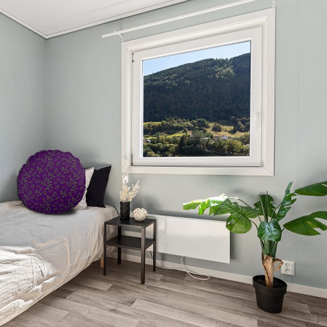 Blätter mit lila, grünem dunklem Muster Rundes Kissen (Von Creator hochgeladen)