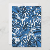 Blätter mit mittlerem Denim Blue Tropical Palm Wed Einladung (Rückseite)