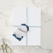 Blätter mit mittlerem Denim Blue Tropical Palm Wed Geschenkanhänger (Mit Garn)