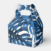 Blätter mit mittlerem Denim Blue Tropical Palm Wed Geschenkschachtel (Rückseite)