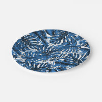 Blätter mit mittlerem Denim Blue Tropical Palm Wed
